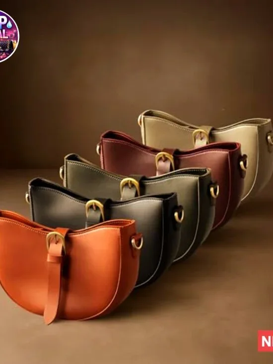 Vintage Vegan Leather Shoulder Bag Hobo Purse Crescent Satchel - Picture 5 of 7